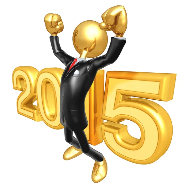 Happy new year golden   businessman 2015 — Stok fotoğraf
